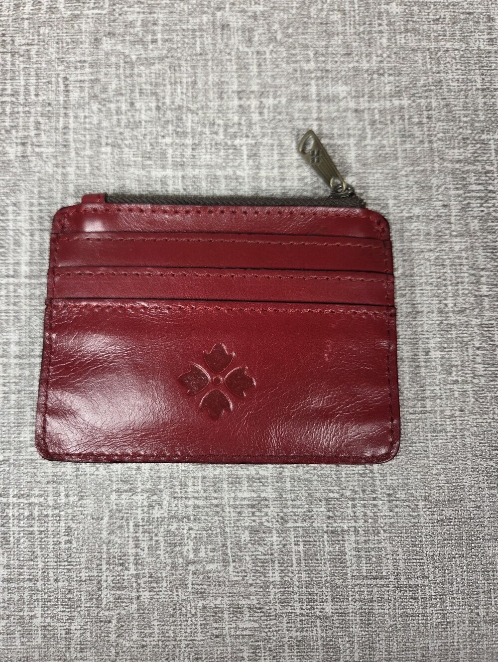 NEW Patricia Nash Lava RED Distressed Leather Wallet Cassis ID Card Case